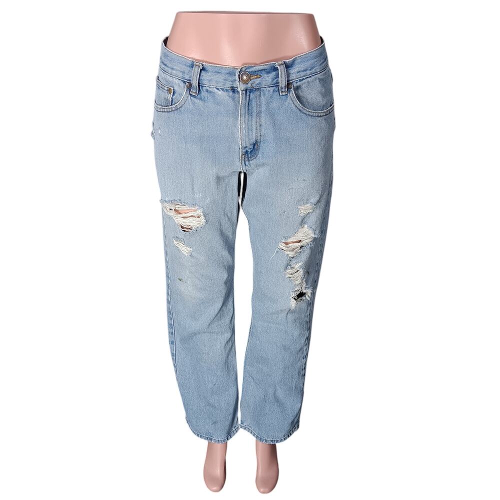 Distressed Baggy Jeans Size 32 x 32 (men's size and cut) Light Blue 5 Pockets